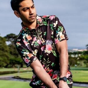 CA Funky Golf Shirt | Black Floral