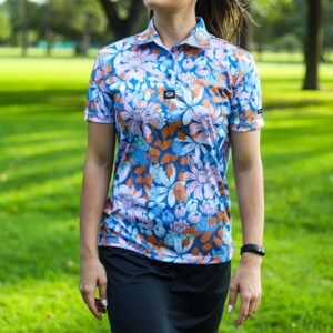 CA Ladies Funky Golf Shirt | Blue Botanical
