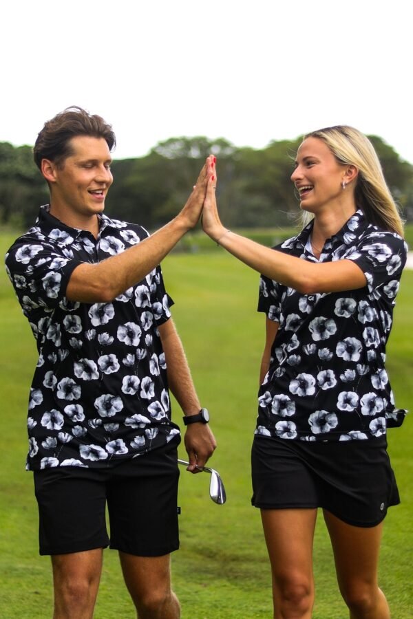 CA Funky Golf Shirt | Black Poppies - Image 2