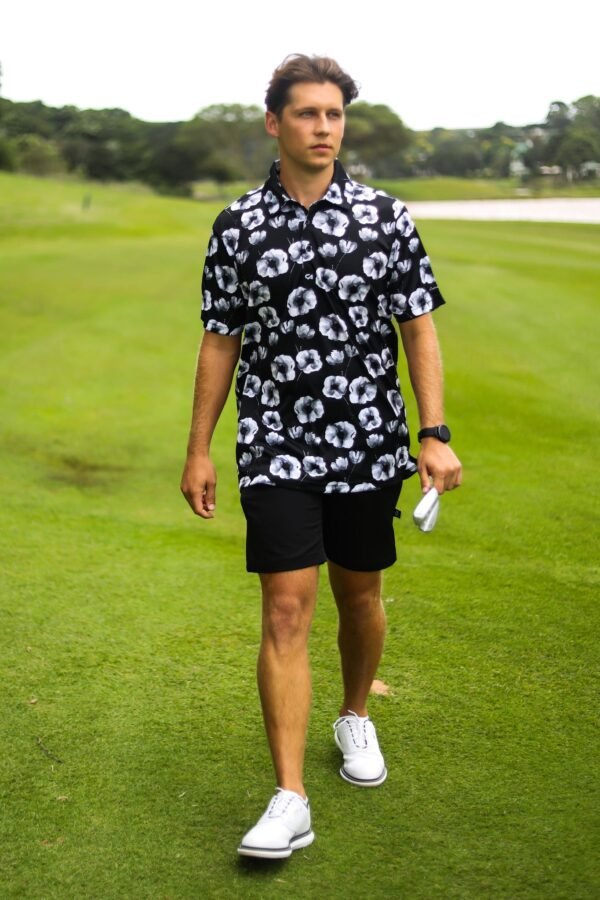 CA Funky Golf Shirt | Black Poppies - Image 5