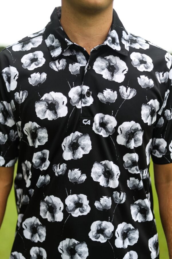 CA Funky Golf Shirt | Black Poppies - Image 6