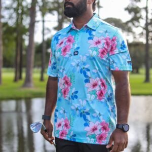 CA Funky Golf Shirt | Blue Floral