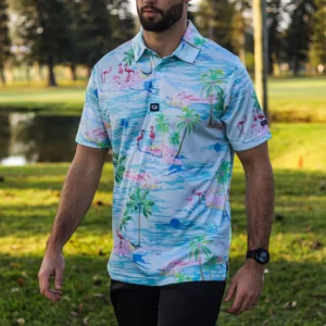 CA Funky Golf Shirt | Flamingo Island