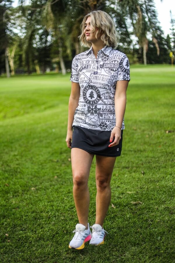 CA Ladies Funky Golf Shirt | Christmas Stamps - Image 5