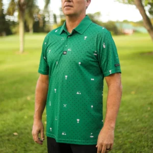 CA Statement Golf Shirt | Green & Lilac