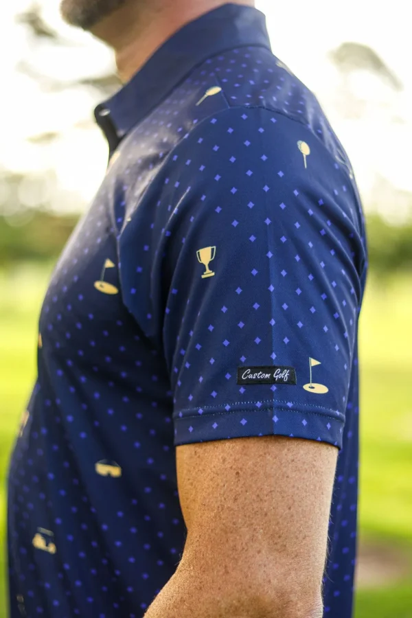 CA Statement Golf Shirt | Navy & Gold - Image 3