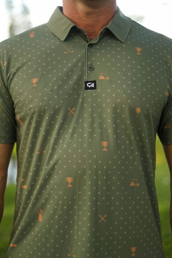 CA Statement Golf Shirt | Olive & Gold - Image 5