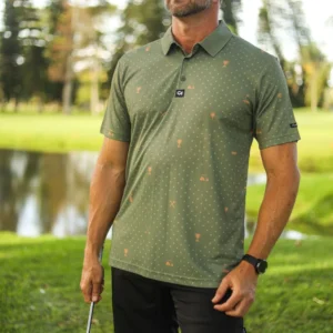 CA Statement Golf Shirt | Olive & Gold