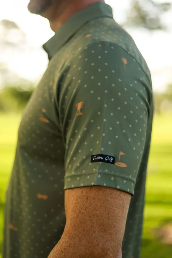 CA Statement Golf Shirt | Olive & Gold - Image 3