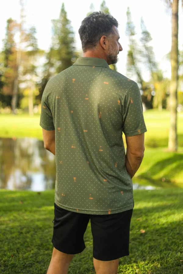 CA Statement Golf Shirt | Olive & Gold - Image 2