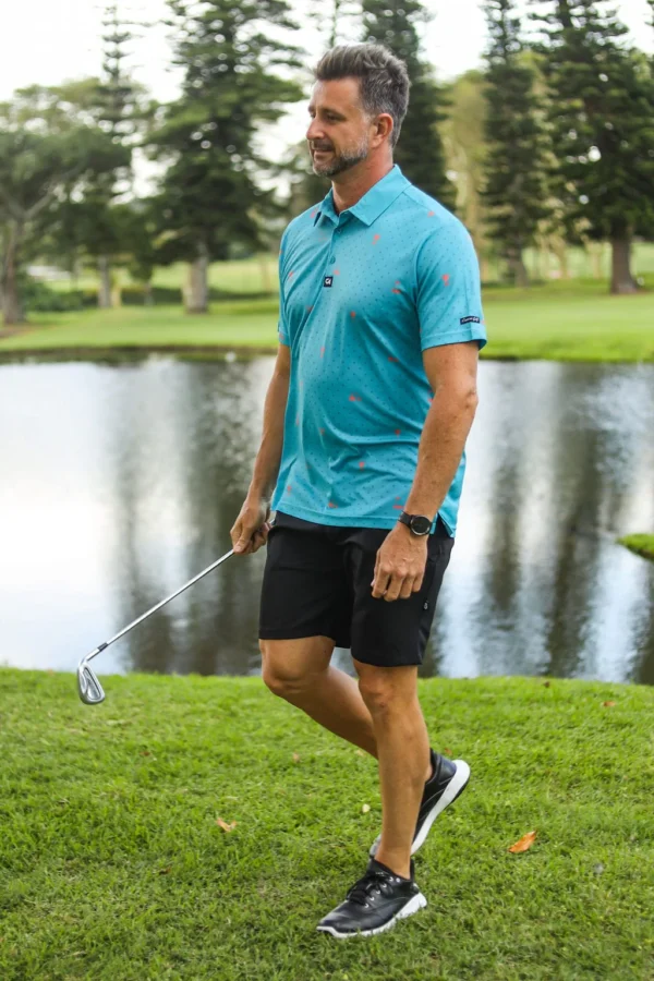 CA Statement Golf Shirt | Teal & Orange - Image 4