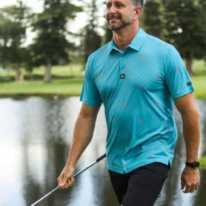 CA Statement Golf Shirt | Teal & Orange