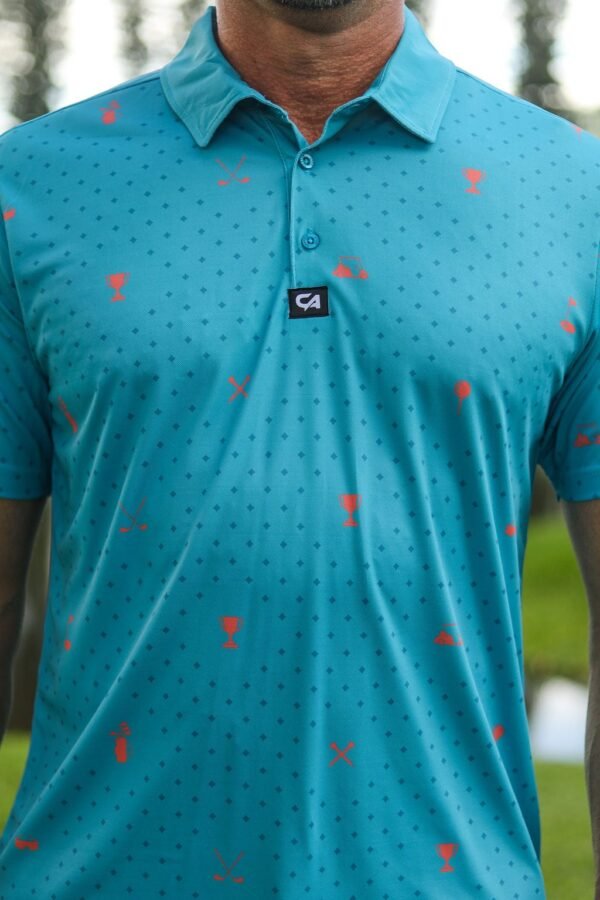 CA Statement Golf Shirt | Teal & Orange - Image 5