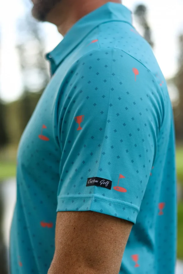 CA Statement Golf Shirt | Teal & Orange - Image 3