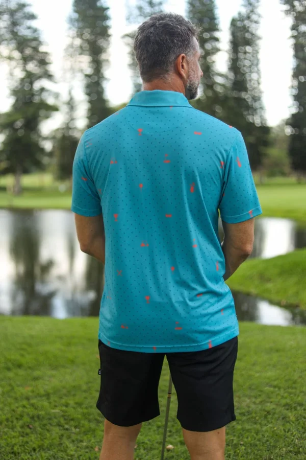 CA Statement Golf Shirt | Teal & Orange - Image 2