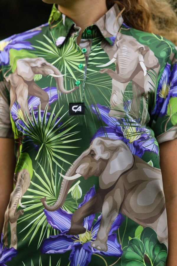 CA Ladies Funky Golf Shirt | African Elephants - Image 6