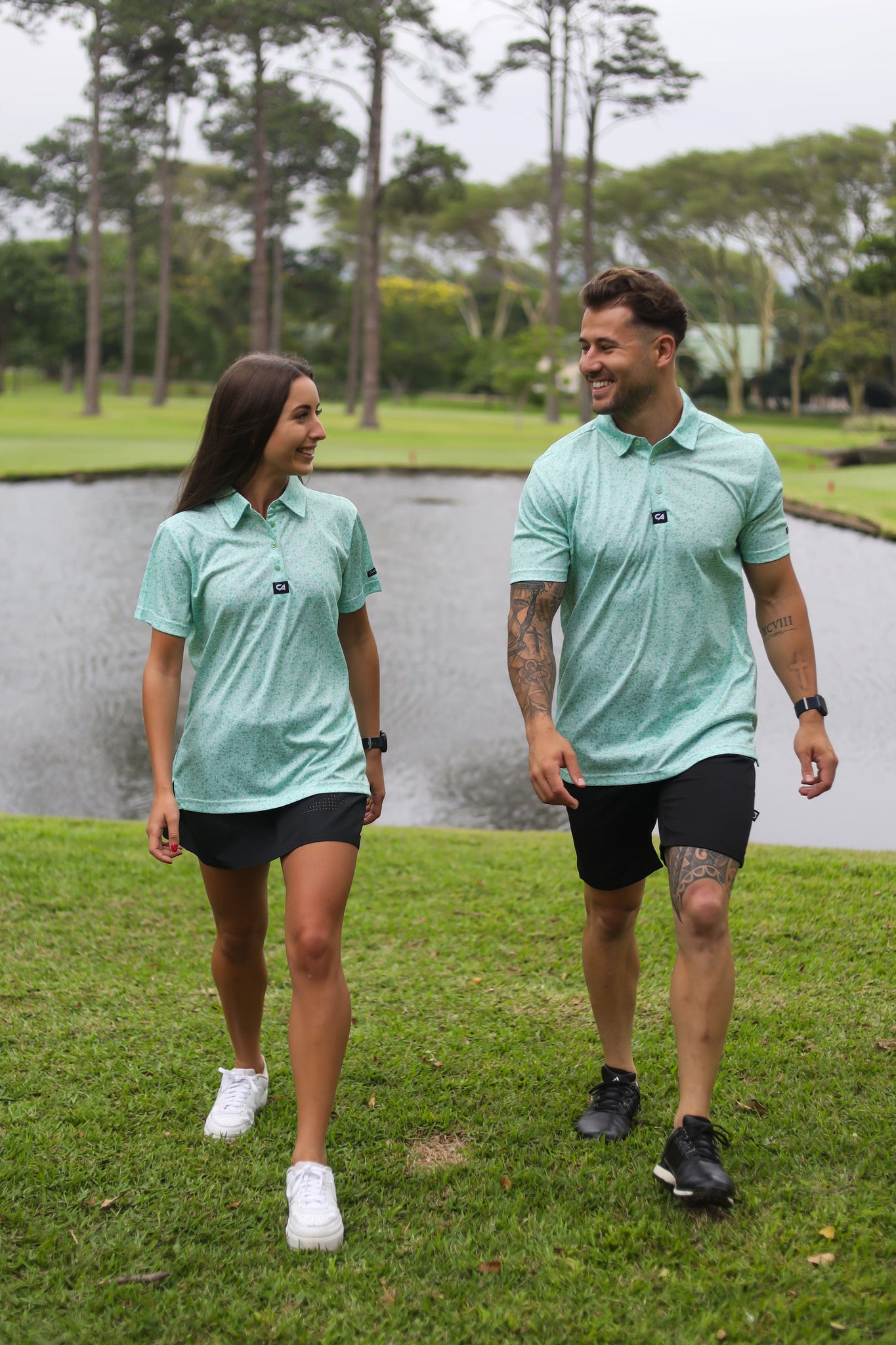 CA Ladies Funky Golf Shirt | Green Splatter - Image 2