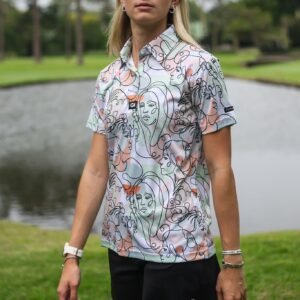 CA Ladies Funky Golf Shirt | Artistic Faces
