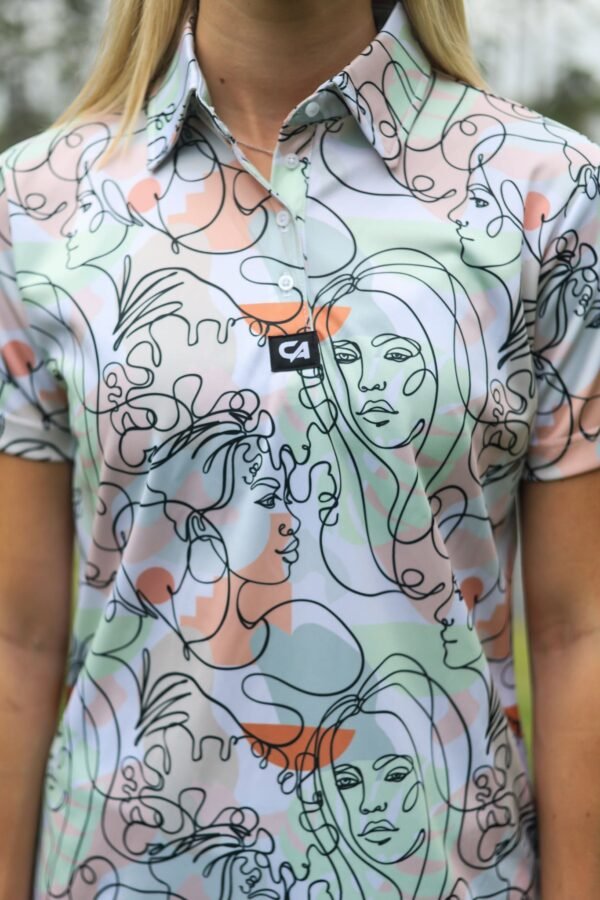 CA Ladies Funky Golf Shirt | Artistic Faces - Image 5