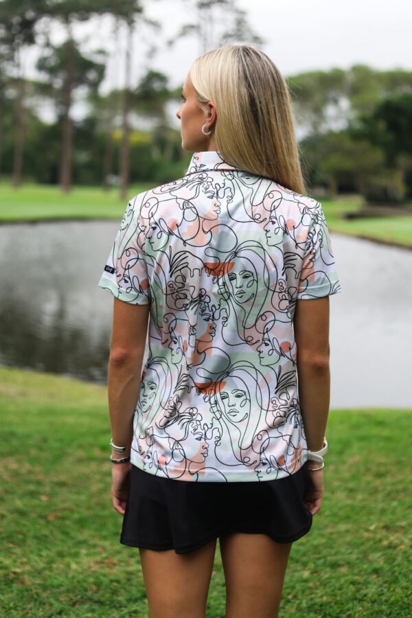 CA Ladies Funky Golf Shirt | Artistic Faces - Image 2