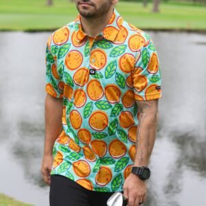 CA Funky Golf Shirt | Turquoise Oranges