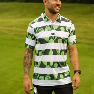 CA Funky Golf Shirt | Cactus Stripes