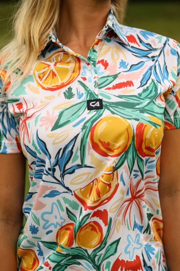 CA Ladies Funky Golf Shirt | Abstract Oranges - Image 5