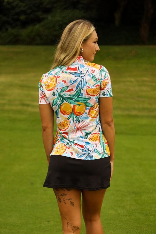 CA Ladies Funky Golf Shirt | Abstract Oranges - Image 3