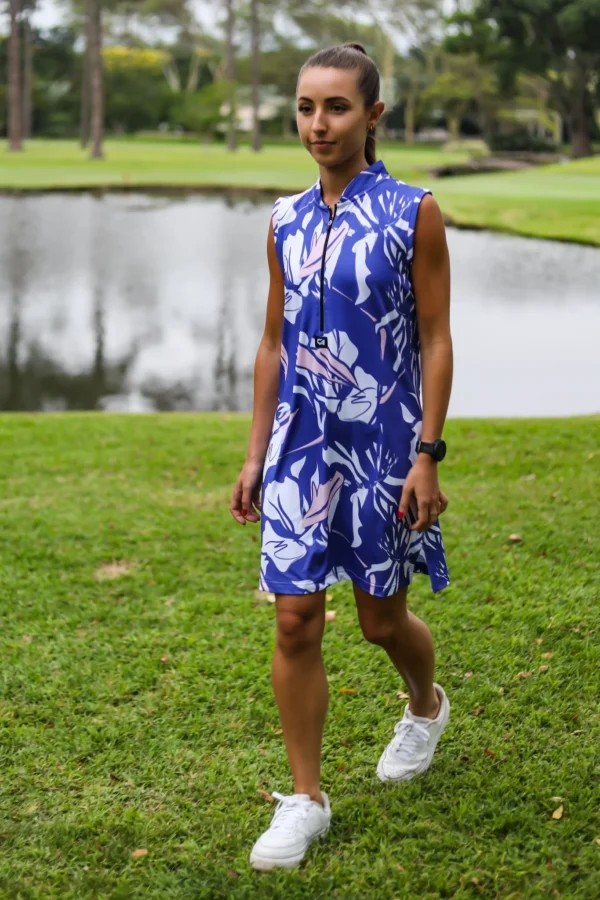 CA Funky Golf Dress | Blue & Beige Floral - Image 4