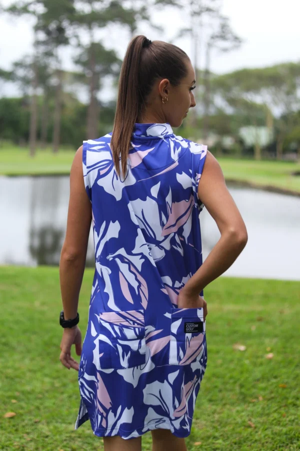 CA Funky Golf Dress | Blue & Beige Floral - Image 2