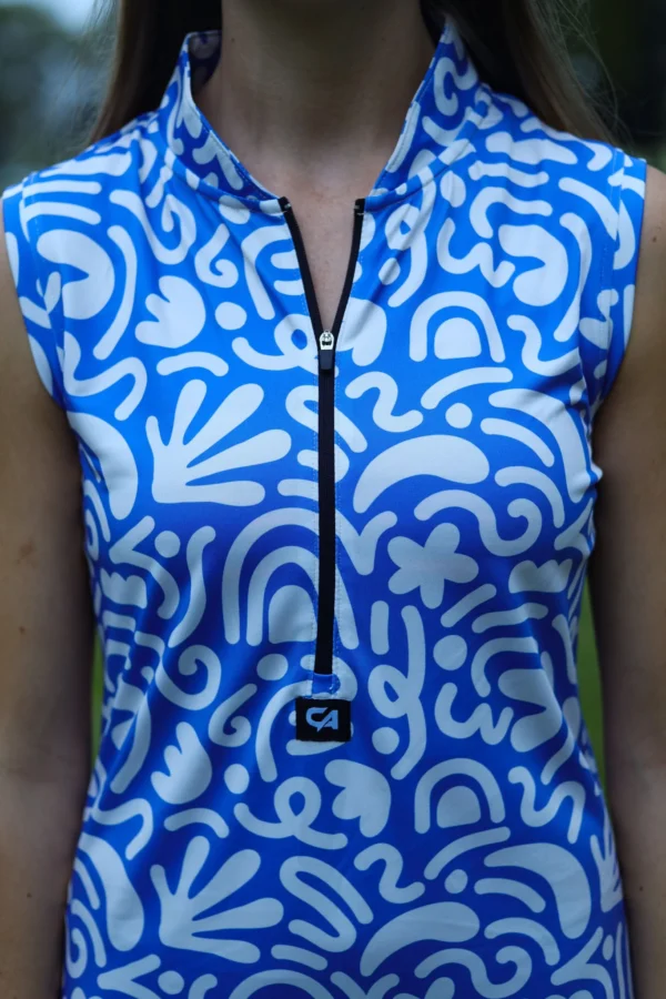 CA Funky Golf Dress | Blue & Beige Squiggles - Image 4