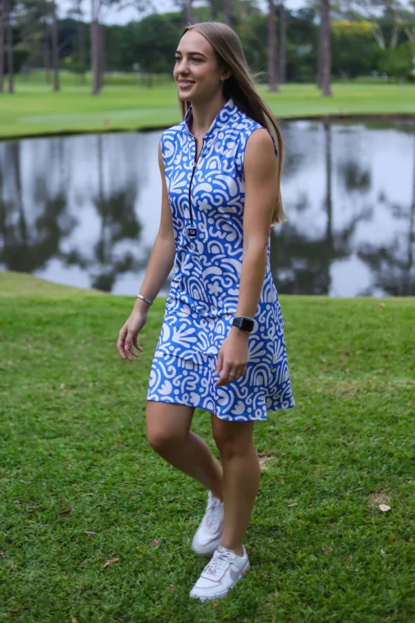 CA Funky Golf Dress | Blue & Beige Squiggles - Image 3