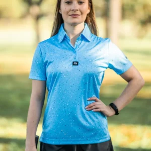 CA Ladies Funky Golf Shirt | Blue Paint Splatter