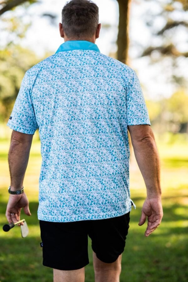 CA Premium Golf Shirt | Aqua Blossoms - Image 2