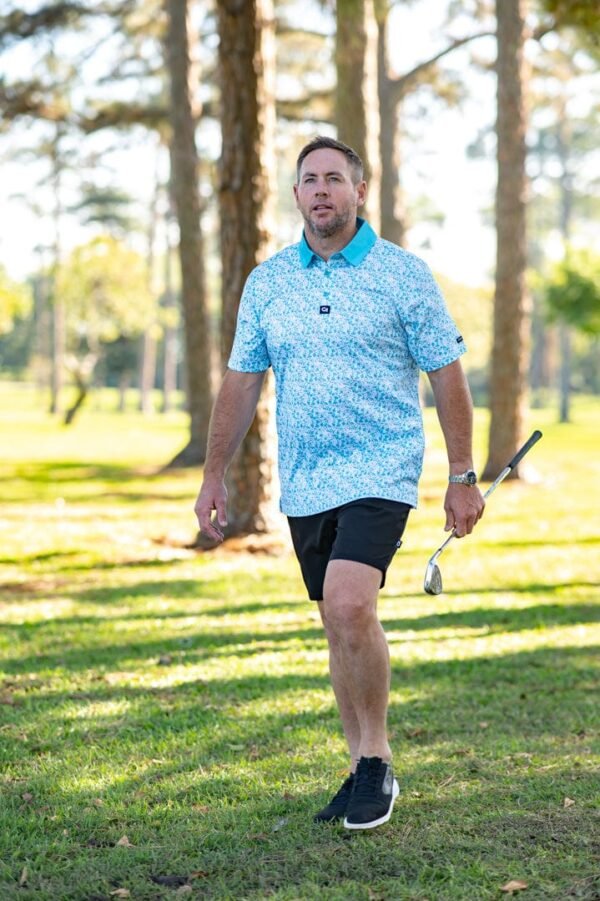 CA Premium Golf Shirt | Aqua Blossoms - Image 4