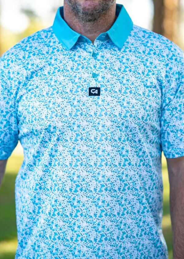 CA Premium Golf Shirt | Aqua Blossoms - Image 5