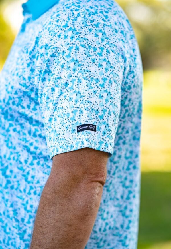 CA Premium Golf Shirt | Aqua Blossoms - Image 3