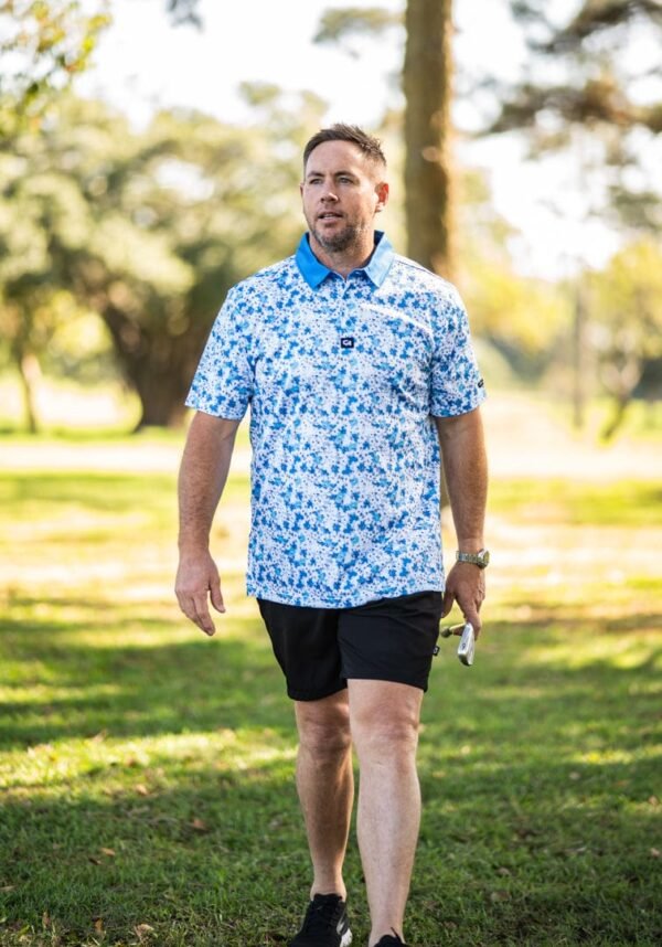 CA Premium Golf Shirt | Blue Blossoms - Image 3