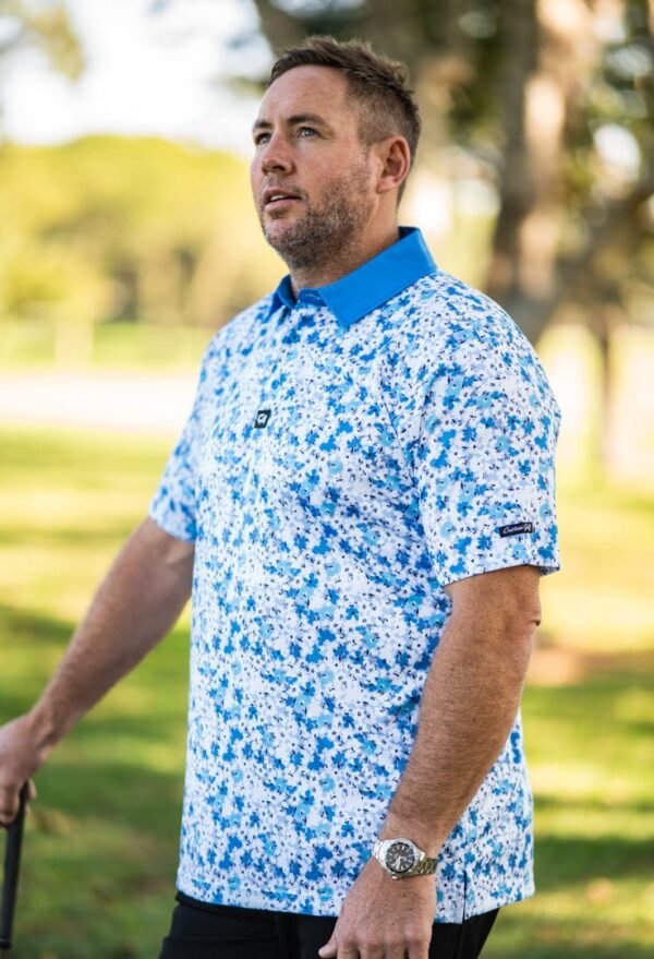 CA Premium Golf Shirt | Blue Blossoms
