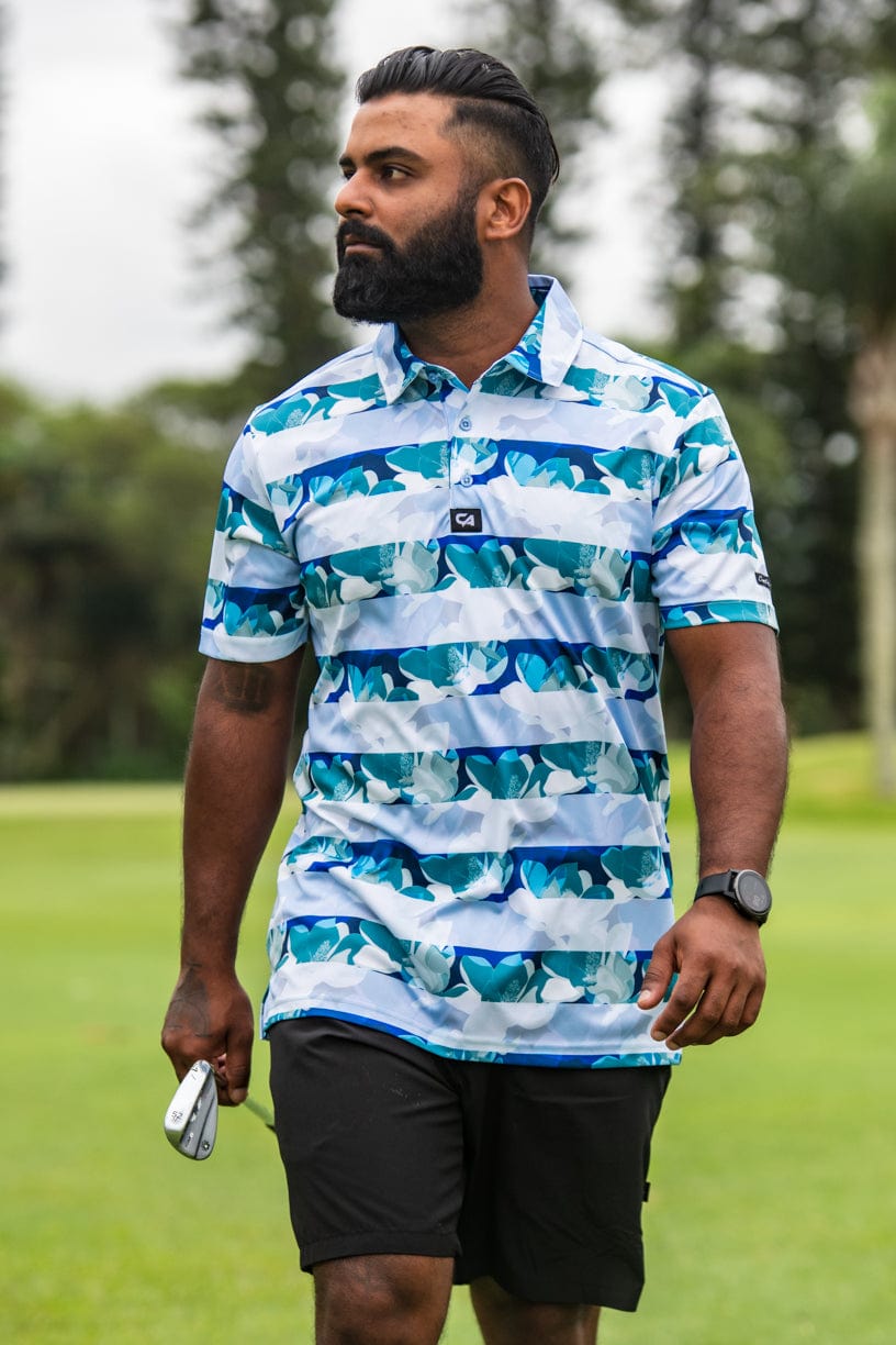 CA Funky Golf Shirt | Striped Floral