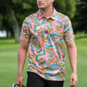 CA Funky Golf Shirt | Coral Bananas