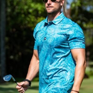 CA Funky Golf Shirt | Teal Roses