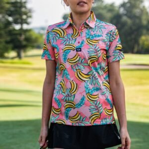 CA Ladies Funky Golf Shirt | Coral Bananas