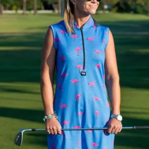 CA Funky Golf Dress | Blue-Dotted Flamingo