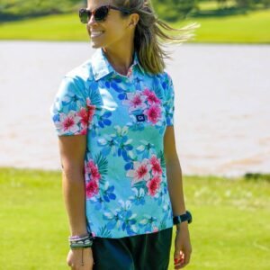 CA Ladies Funky Golf Shirt | Blue Floral