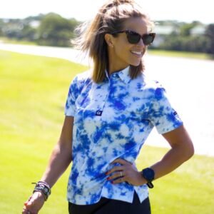 CA Ladies Funky Golf Shirt | Blue Tie-Dye