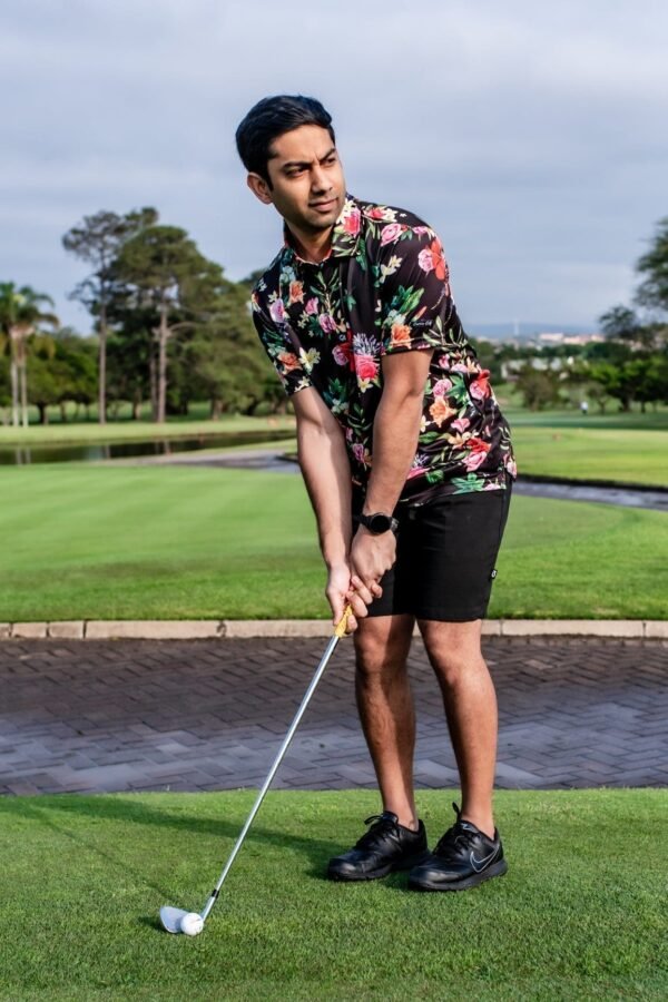 CA Funky Golf Shirt | Black Floral - Image 4