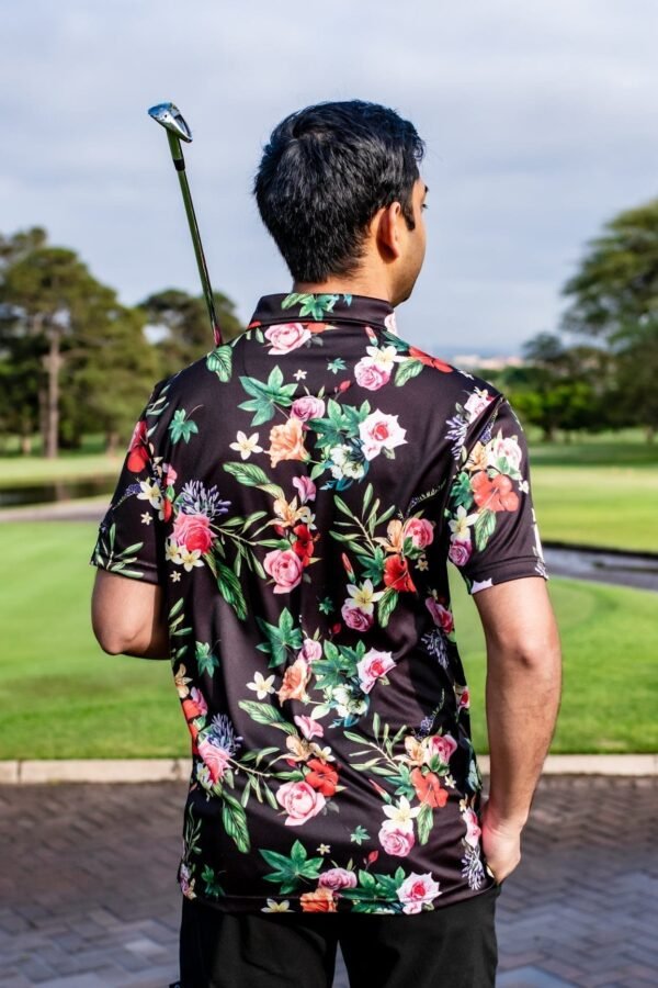 CA Funky Golf Shirt | Black Floral - Image 5