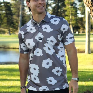CA Funky Golf Shirt | Taupe Bloom
