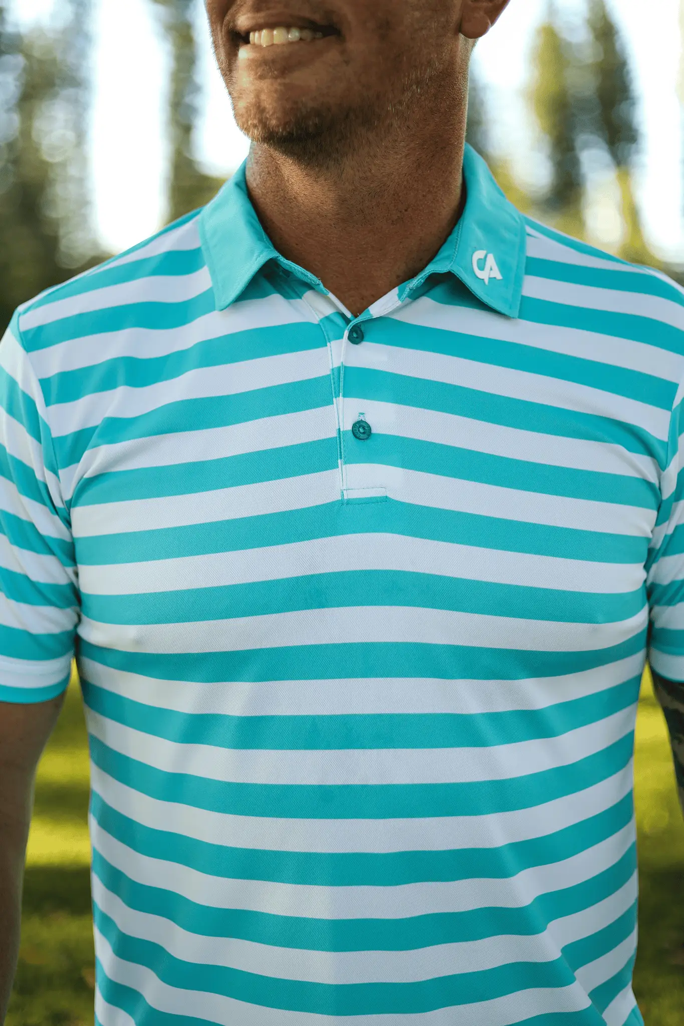 CA STRIPED GOLF SHIRTS | TURQUOISE